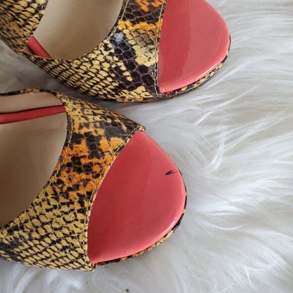 Michael Antonio Reptile Print Open Toe Back Zip Stiletto SZ 7.5 - Picture 11 of 12